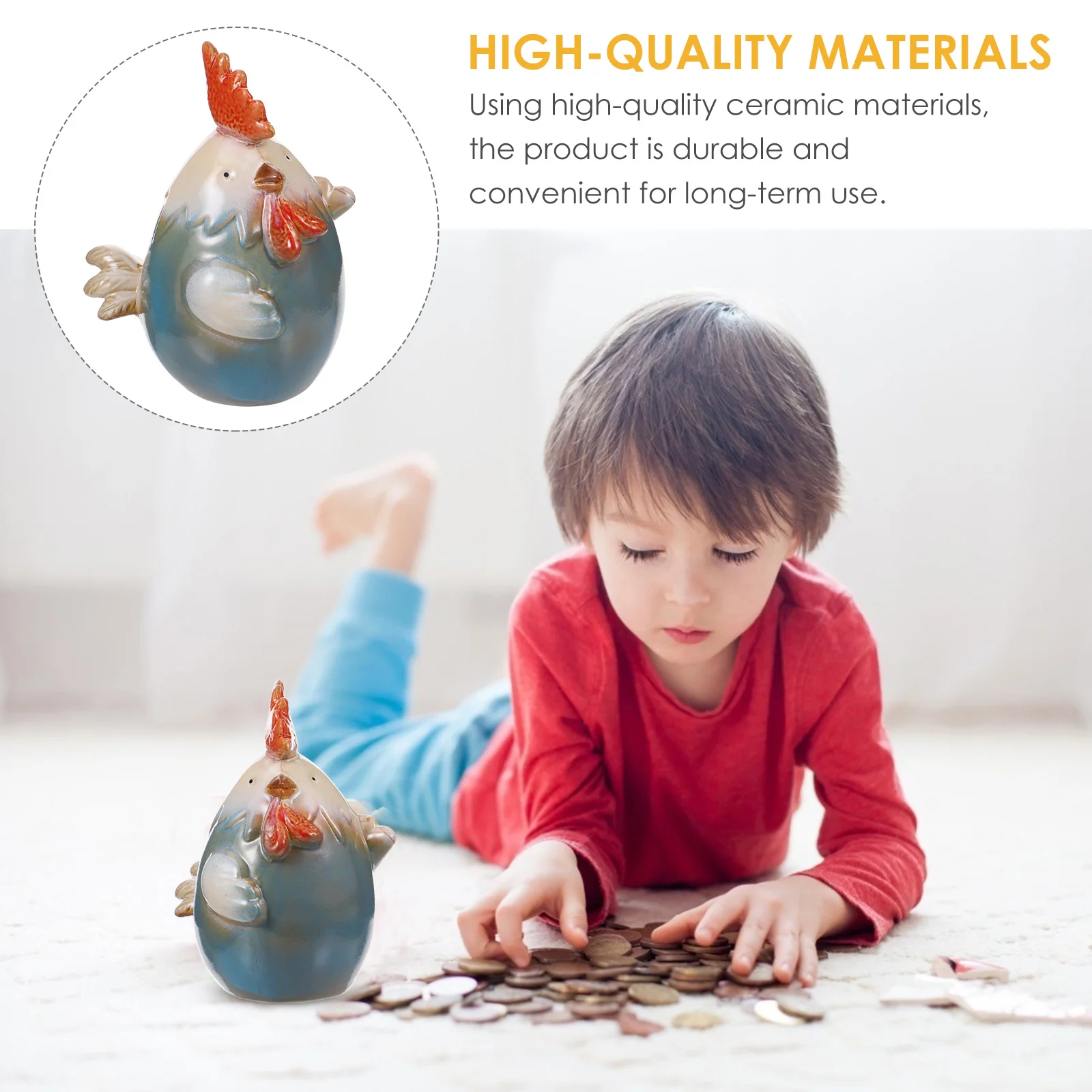 

Compact Chicken Shaped Money Pot Storage Coin Jar Assorted Color Fine Workmanship Durable Handy Long Time Use Coin Bank