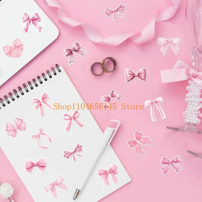 

652F 500 Pcs Decorative Sticker Pink Bows Seal Sticker Gift Box Blessing Sticker Adhesive Sticker for Scrapbooking Journal