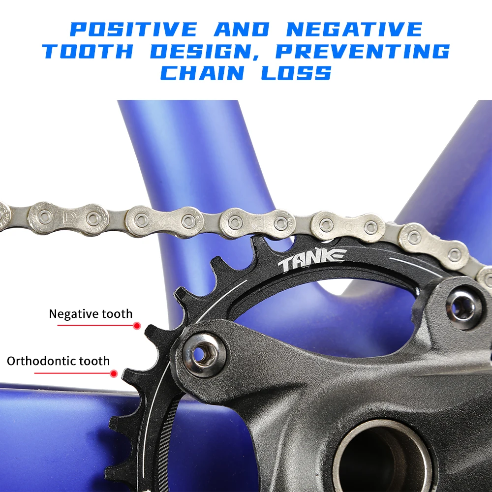 TANKE Crankset 170MM Bicycle Chainring hollow integrated crankset 104 BCD Narrow Wide Bike MTB Crown  Square Hole Sprocket crank