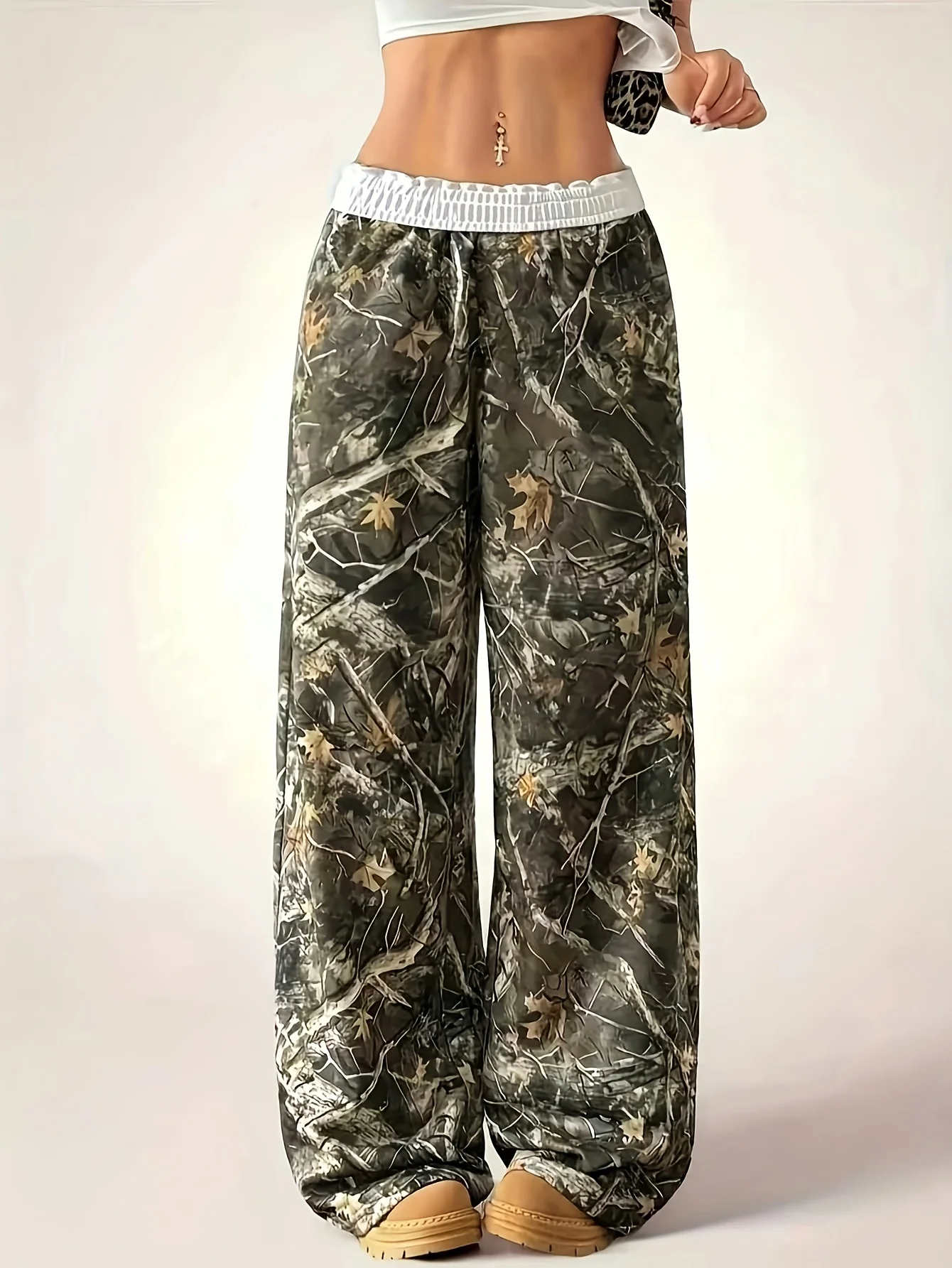 Unisex Baum-Camo-Print Schnelltrocknende Lange Hose Sommer Lose Gerade Hose Herren Damen Casual Sport Tägliche Street-Sweatpants – Detail 3