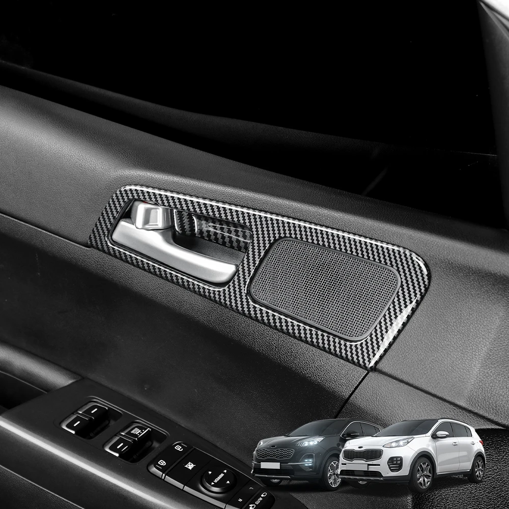 

4PCS Car Carbon/Black Color Interior Door Bowl Trim Strip ABS Material Decoration Accessories For Kia Sportage 2015-2021 LHD
