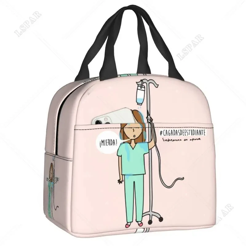 Enfermera En Apuros Doctor Nurse Thermal Insulated Lunch Bag Women Lunch Container for Work Storage Food Bento Box