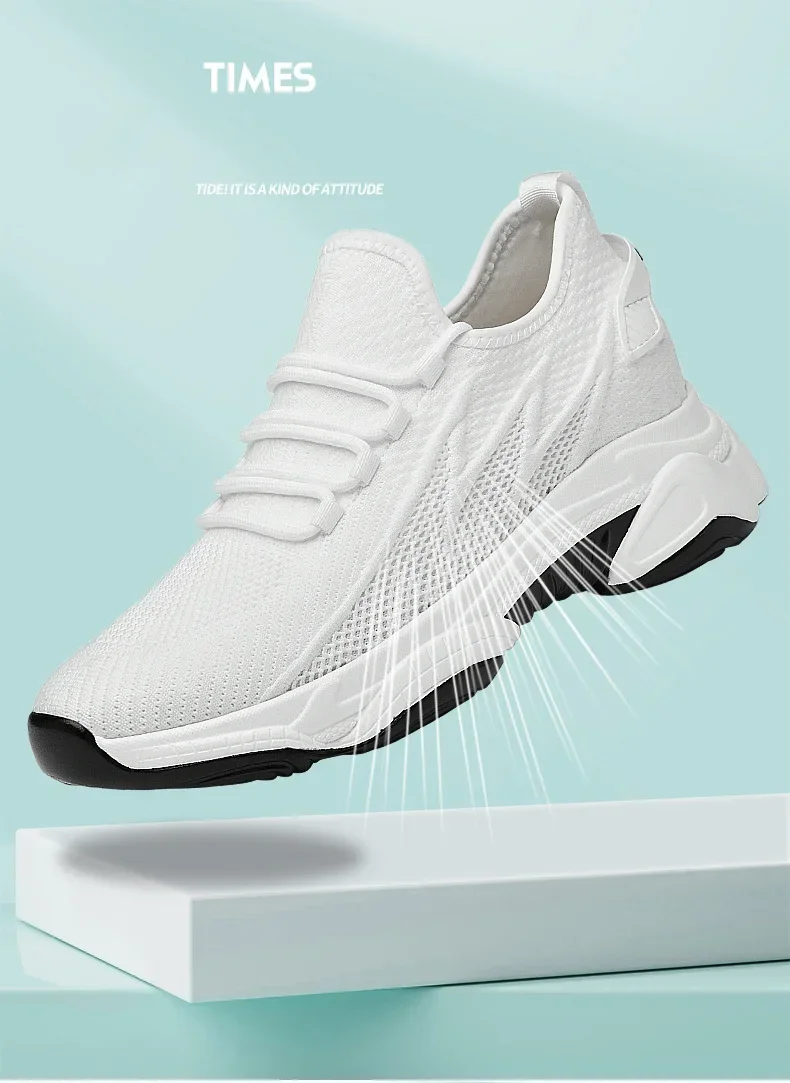 Sommer Männer Aufzug Schuhe Atmungsaktive Mesh Höhe Erhöhen Turnschuhe Männer Schuhe Innen Länge 7 cm Outdoor Freizeit Weiß Größere Schuhe – Detail 2
