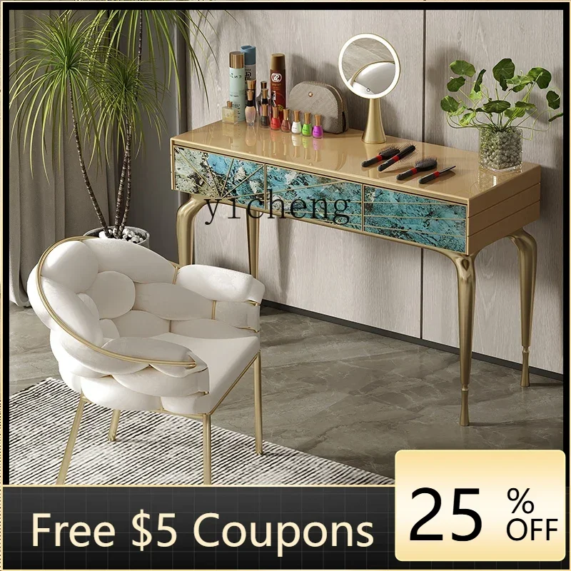 ABB Light Luxury Dressing Table Bedroom Green Luxury Stone Makeup Computer Integrated Table High Sense Makeup Table