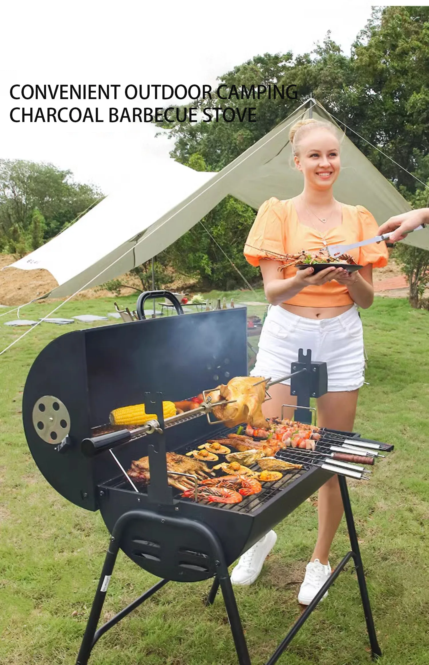 Factory Price Outdoor BBQ oven, courtyard BBQ oven, BBQ rack, portable camping BBQ truck, charcoal grill