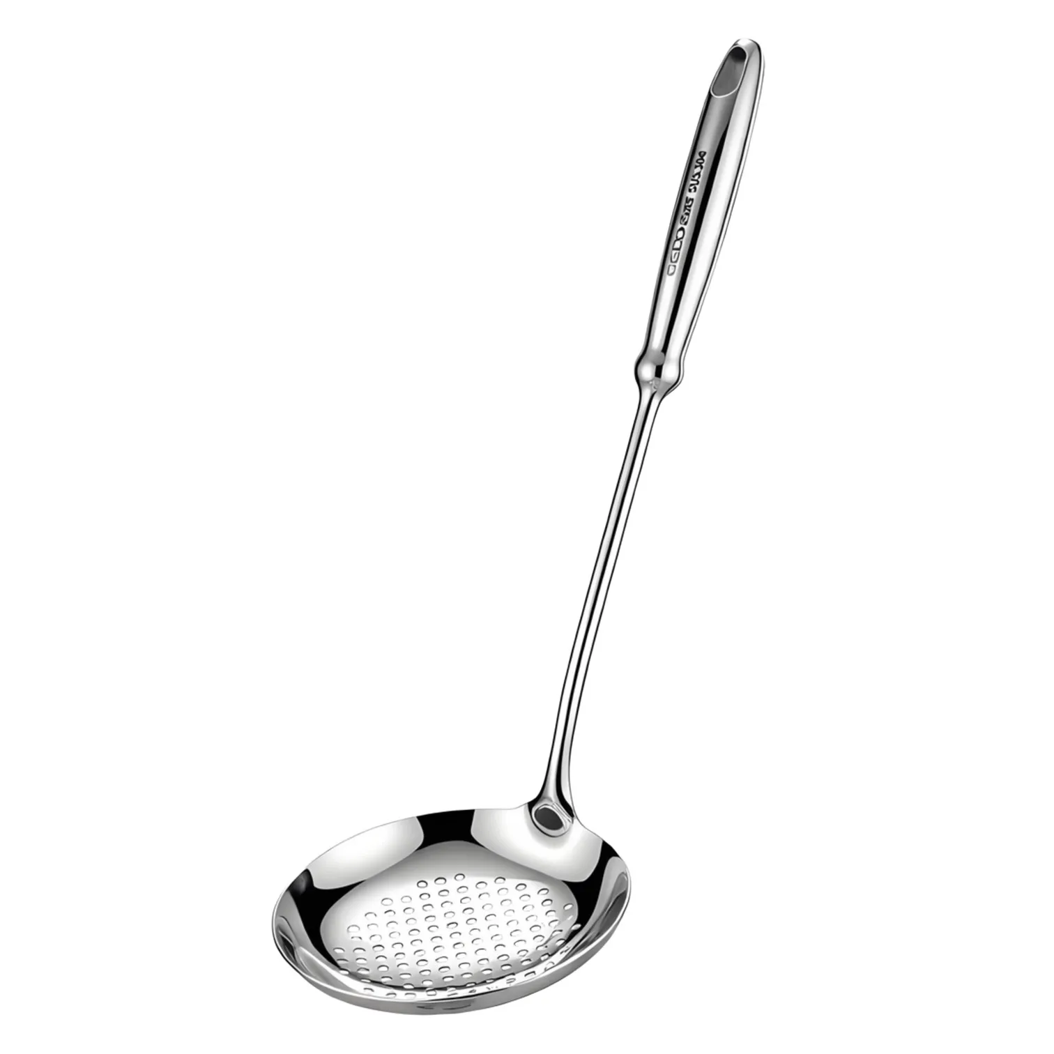37cm Length 12.2cm Width Kitchen Spider Strainer LFGB Certified Pure 304 Stainless Steel Hollow-insulated Handle Slotted Spoon