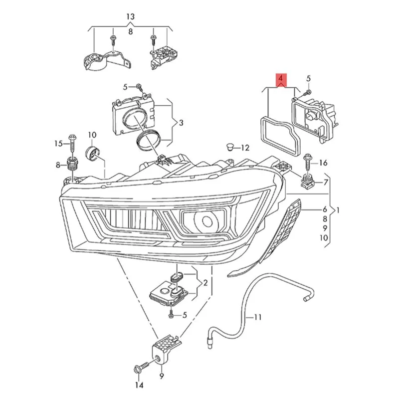 

Right Front Headlight DRL LED Module 80A998474B For Q5 SQ5 3.0L 2017-2020 8LED Beads Daytime Running Light Source Parts
