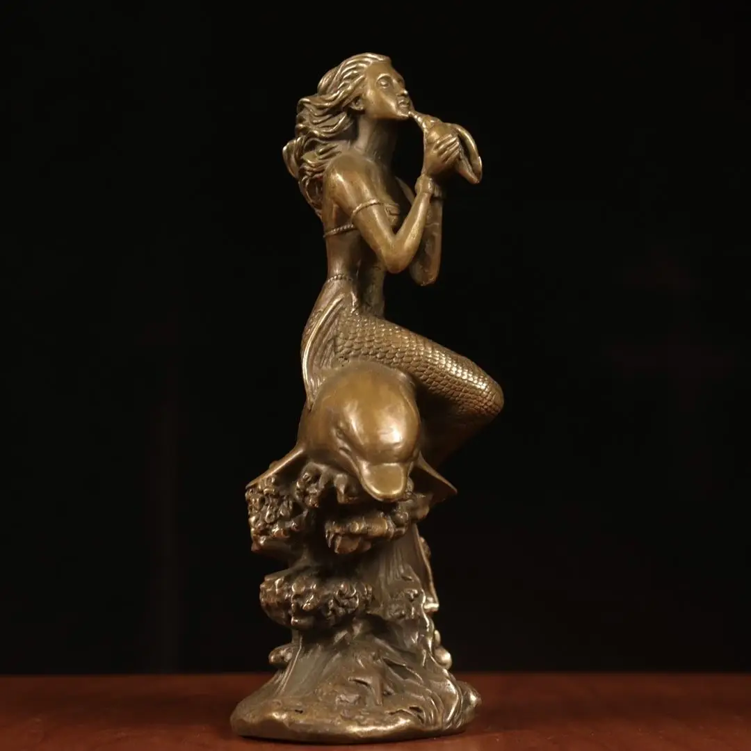 Conch dolphin mermaid fish Statue Sculpture Figurines Home Garden Decoration Statues For House