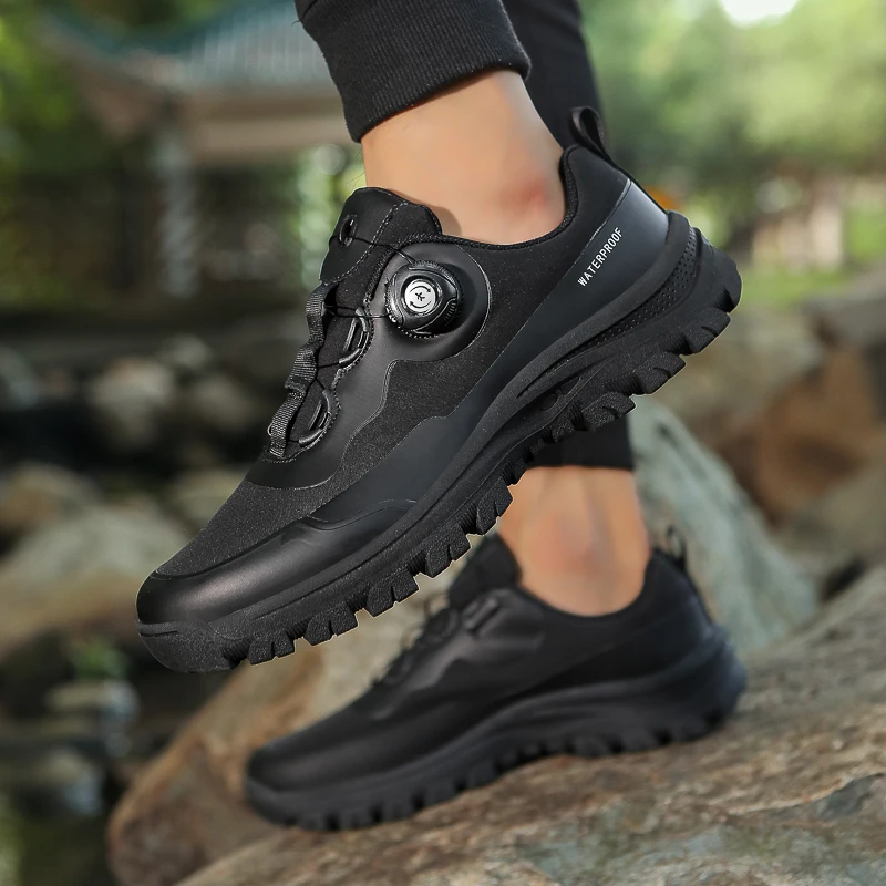 Men's Trekking Shoes Rotary Buckle Hiking Shoes Men Outdoor Casual Sneakers Man Breathable Non-slip Walking Shoes