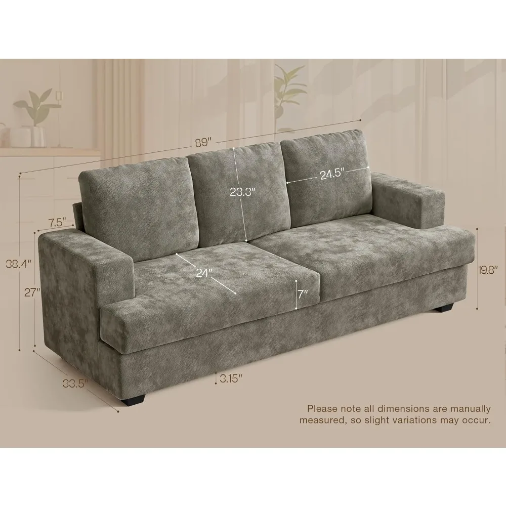 Seater Couches for Living Room Sofas Comfy Sectional Couch with 24" Deep Seat Loveseat Sofa for Small Apartment image 2