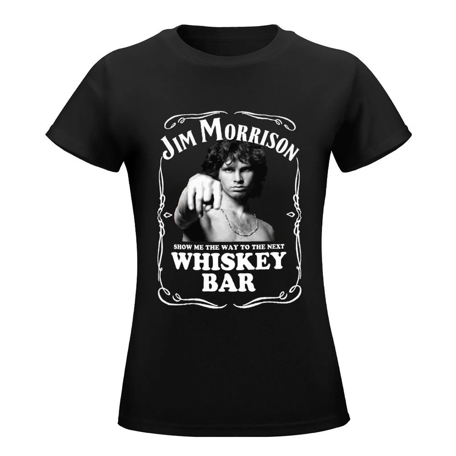 Jim Morrison Show Me The Way to Next Whiskey Bar Doors Logo Womens Casual Slim Fit Basic Long Sleeve T-Shirt