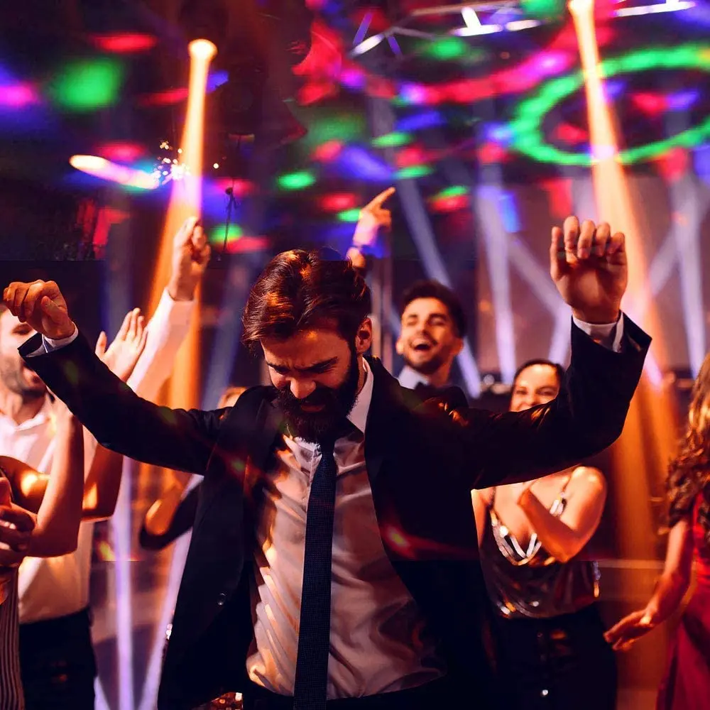 Boule Disco Rotative à 3 LED avec Son Activé pour Mariage, Éclairage de Scène pour Noël, 3W, RVB