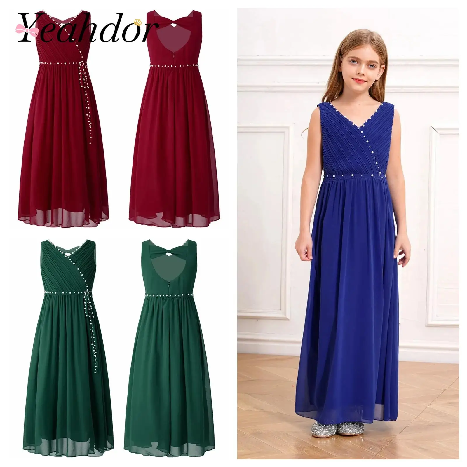 

Elegant Party Dress for Girls Sleeveless Formal Long Dress for Bridesmaid Holy Communion Birthday Prom Gown Children's Dresses