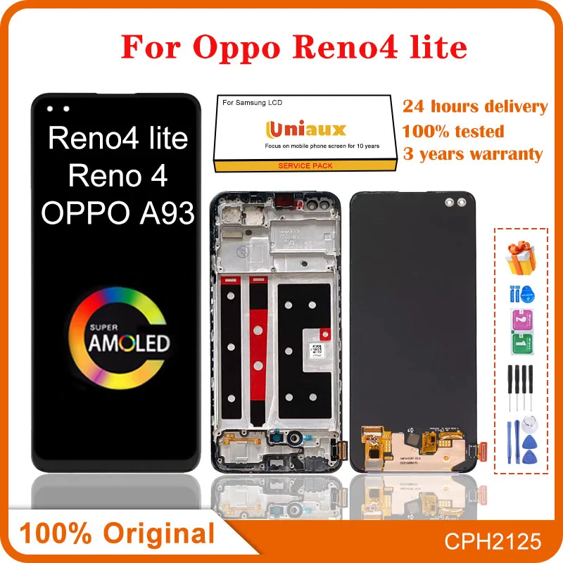 

6.43" Original For Oppo A93 4G CPH2121 LCD Display Touch Screen Digitizer Assembly For Reno 4 4G reno4 Lite LCD Replacement