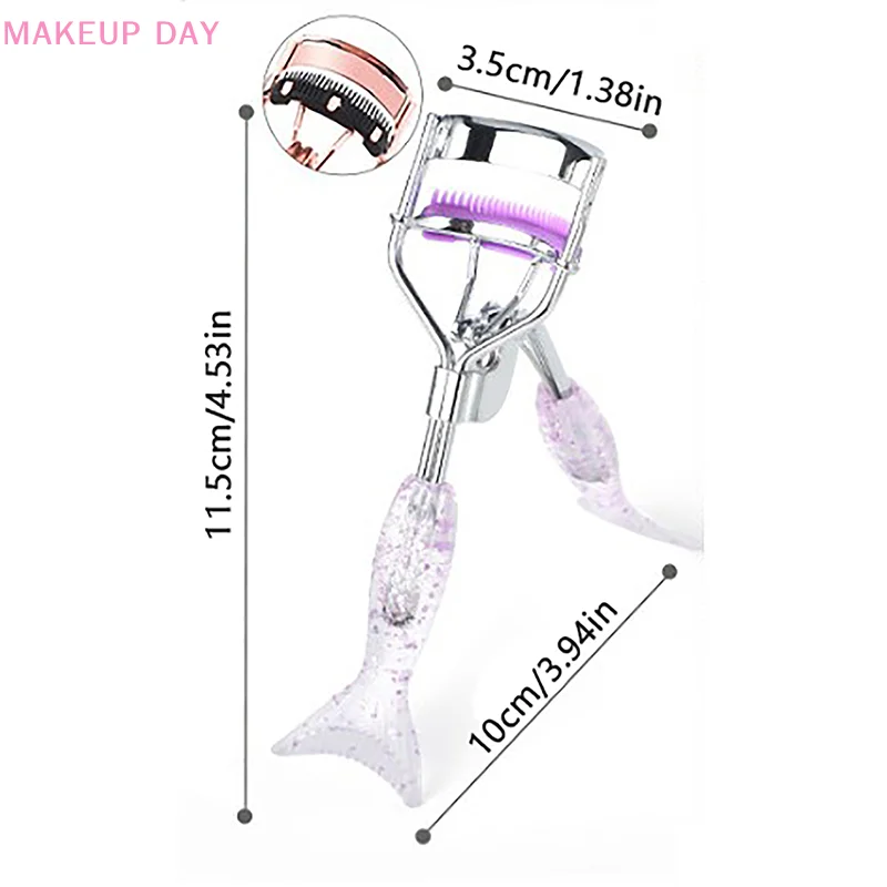 Eyelash Curler With Comb Mermaid Tail Handle Makeup Eyelash Curling Clip Cosmetic Eyelashes Beauty Makeup Tool Accessories Gift