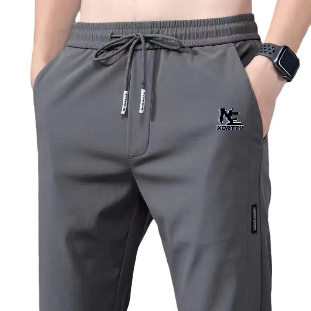 Men's Lightweight Business Trousers Elastic Waist Stretch Breathable Straight Leg Casual Office Joggers 5X