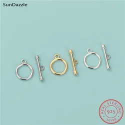 Genuine Real Pure Solid 925 Sterling Silver OT Clasps Buckle Connector 18k Gold Smooth Cross Clasp DIY Jewelry Making Findings
