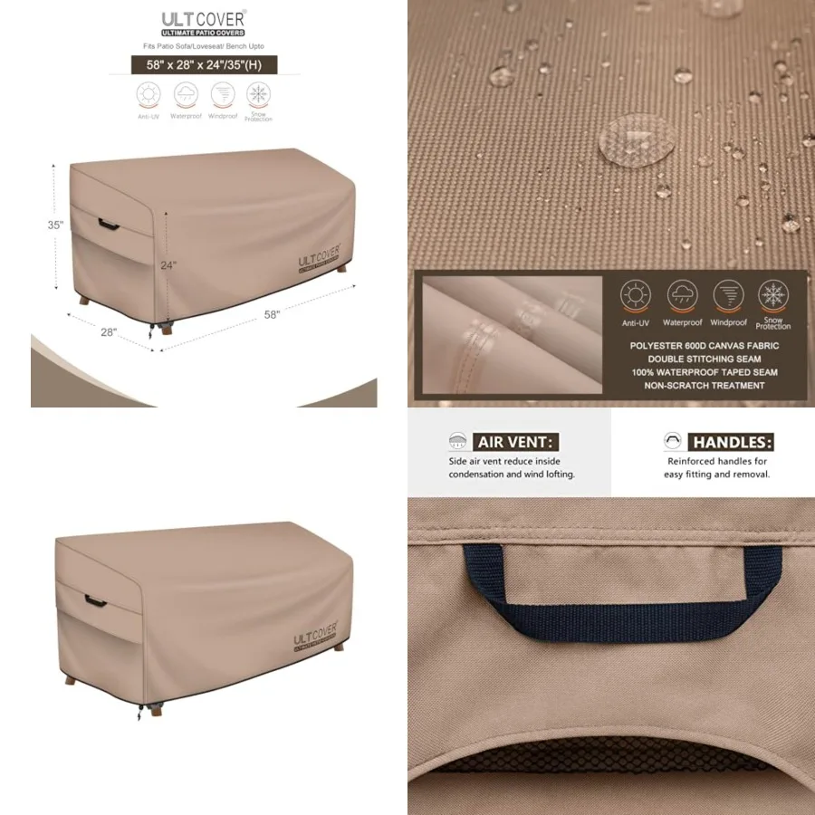 

Waterproof Outdoor Sofa Cover - Heavy Duty Patio Bench Covers 58W x 28D x 35H inch