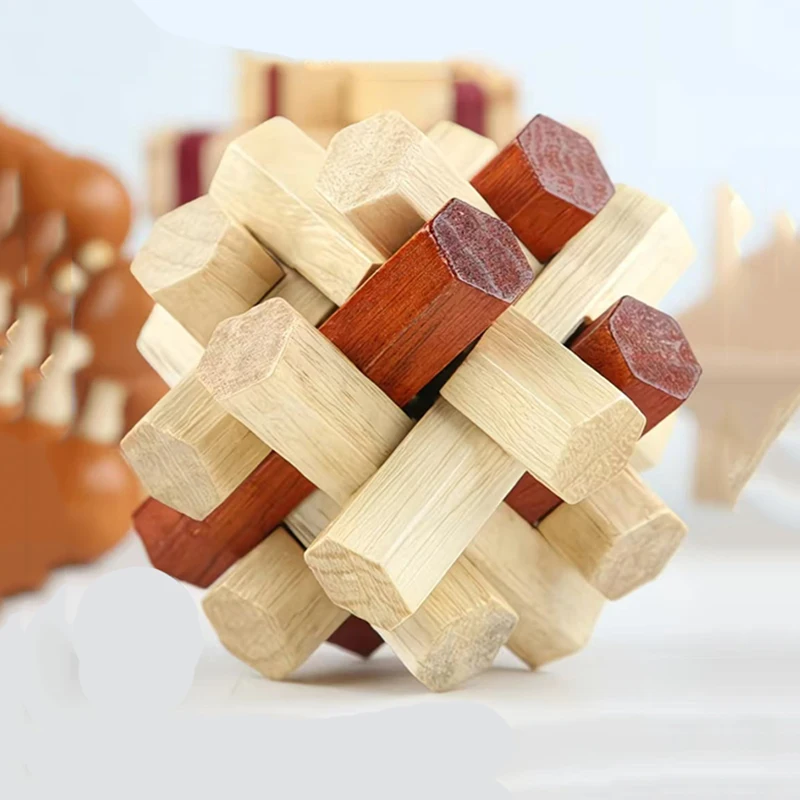 Puzzle di rompicapo difficile con nodo in legno per adulti e bambini Sblocca giocattoli ad incastro Sfida IQ Regali educativi
