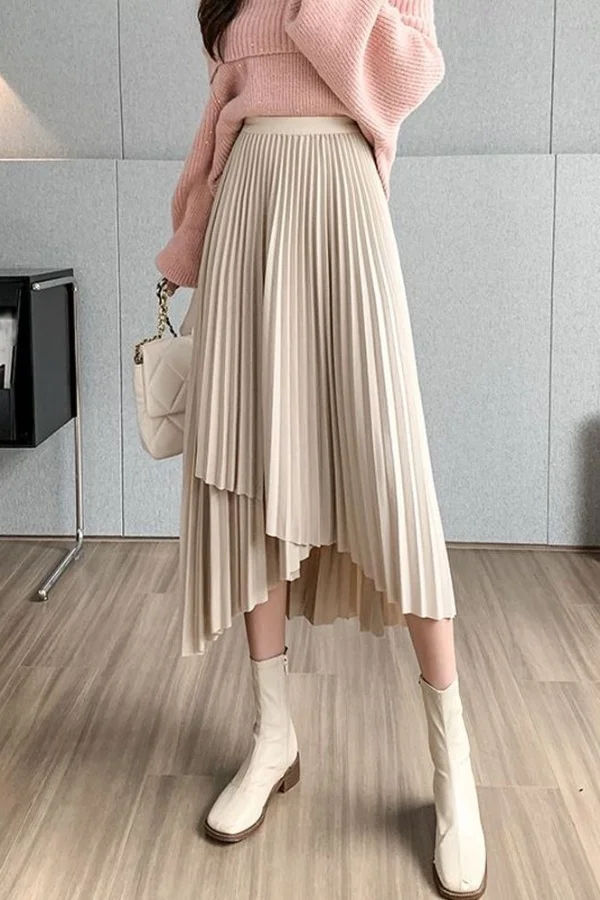 

Irregular Flowy Pleated Skirt for Women Slim Fit Fashion Patchwork High Waist A Line Skirt Chic Workwear Trendy Skirt Fashion