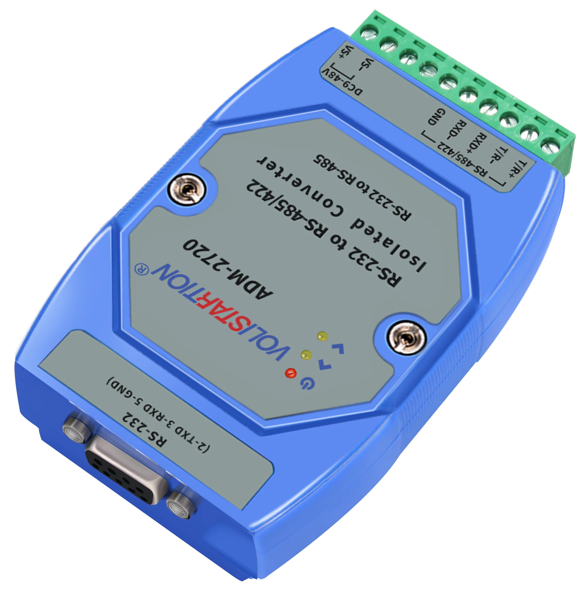 ADM-2720 Isolated Active RS232 to RS485 RS422 Converter 232 to 485 Industrial Grade Lightning Protection Rail