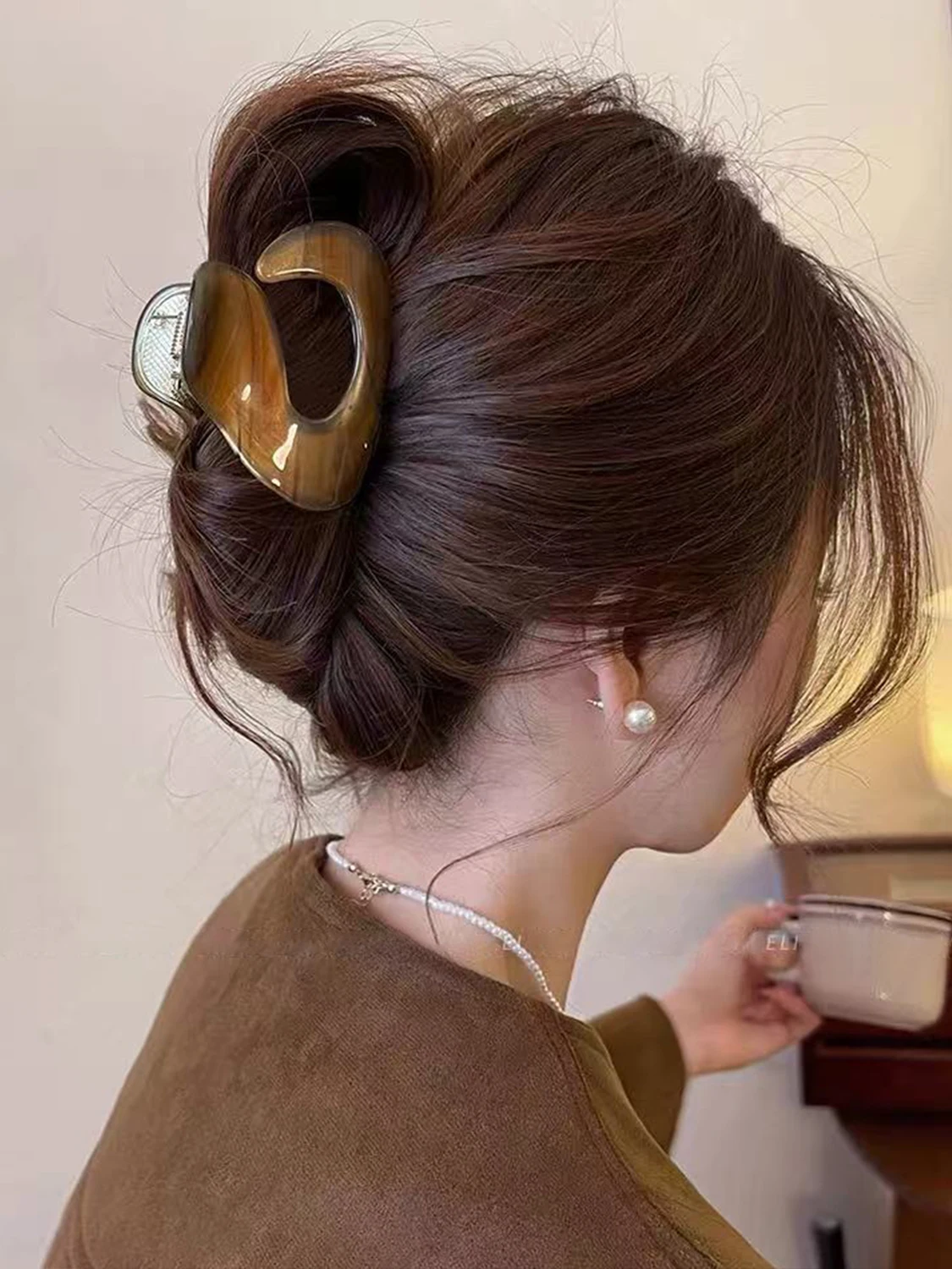 1 Stück Haarklammer im koreanischen Stil aus Acetat-Legierung, Retro-Haarspange mit Wolkenmotiv, schicke und vielseitige Haarklammer mit Persönlichkeit – Detail 5