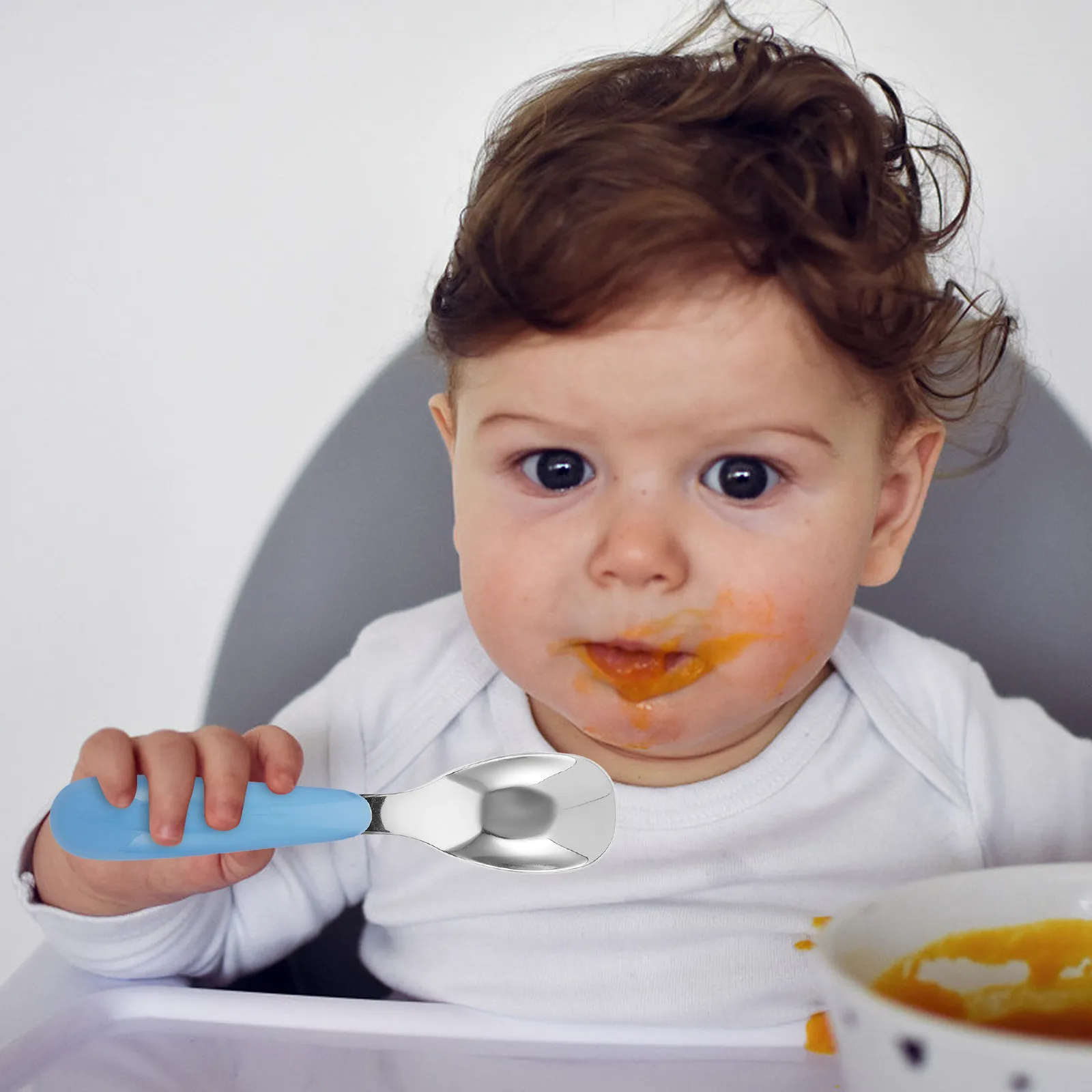 

3Pcs Baby Spoons Stainless Steel Metal Toddler Spoons Infant Spoon Set for Rice Paste Solid Food Introduction Learning Feeding
