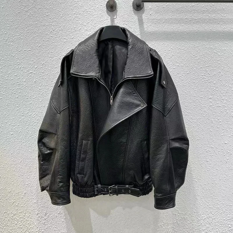 سترة جلدية ناعمة للنساء سترات منفوخة عتيقة معاطف لسائقي الدراجات النارية سترة واقية على الموضة الكورية ملابس خارجية للنساء