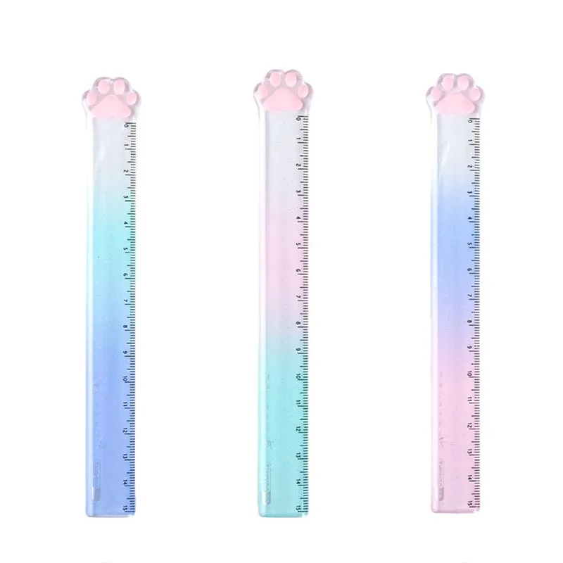 36pcs/lot Gradient Color Cat Paw Ruler Kawaii Drawing Painting Tool Bookmark Promotional Stationery Gift School Supplies