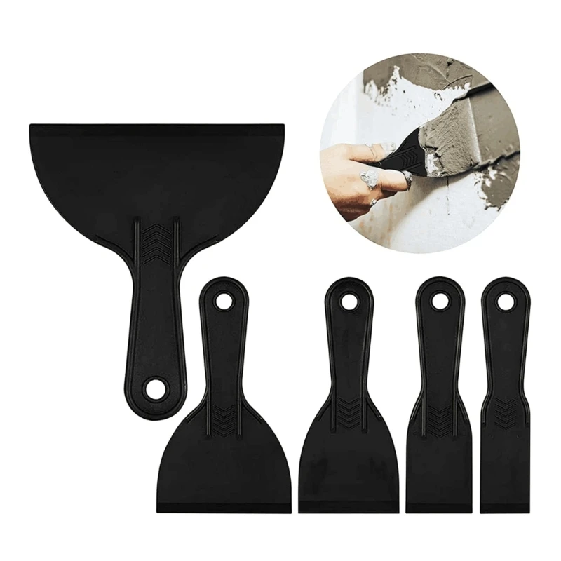 Conjunto de espátula ergonômica, 6 espátulas plásticas, raspadores para revestimento de parede, fixação de furos e acabamento superficial