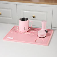 Bincoo Pink Rubber Mat Coffee Powder Press, Cloth Powder Device, Coffee Pressure Pad, Latte Art Tank, Cup Jug Set, 51mm, 58mm