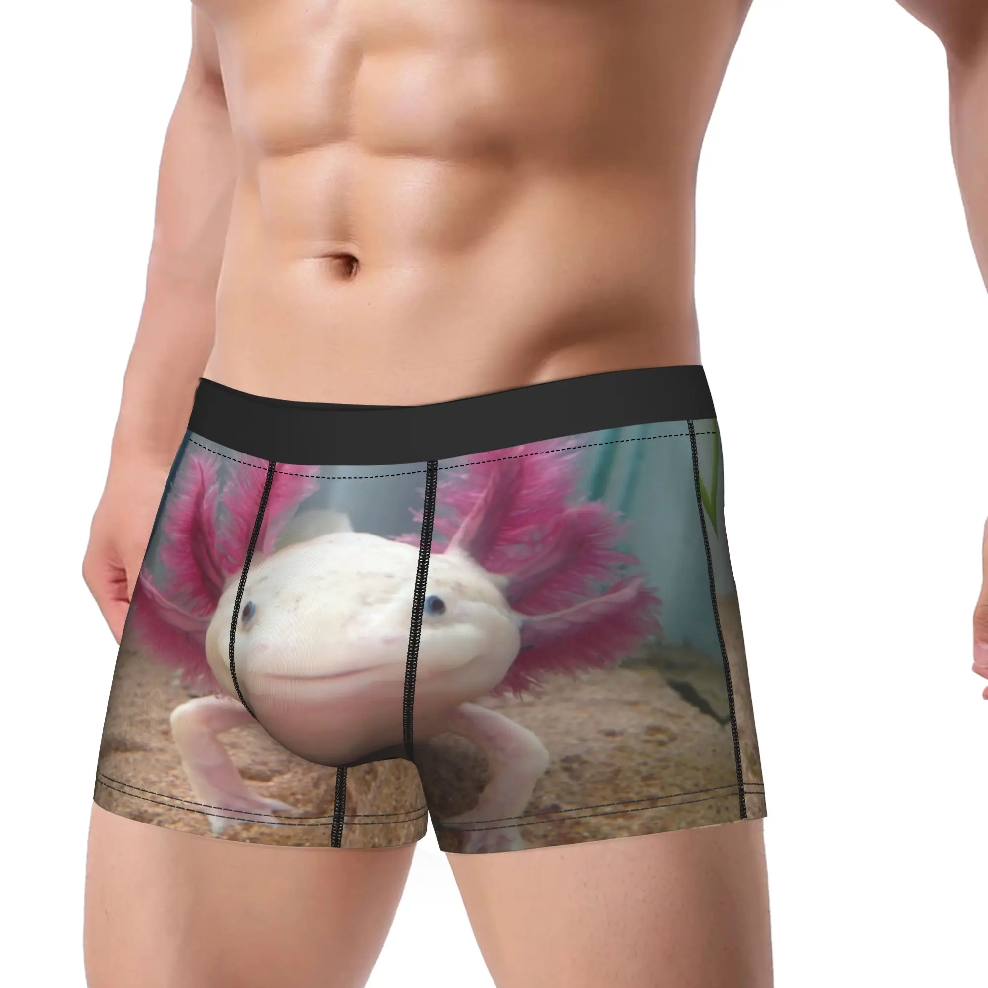 Men's Smiling Axolotl Underwear Kawaii Salamander Funny Boxer Briefs Shorts Panties Male Soft Underpants S-XXL