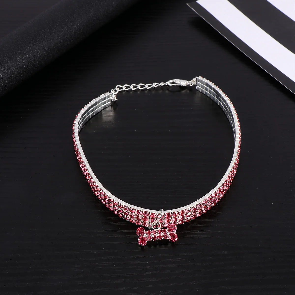 

Rhinestone Necklace White Puppy Beaded Dog Collar Adjustable Size Chain Buckle Pet Supplies Crystal Dog Collar Elastic Cloth