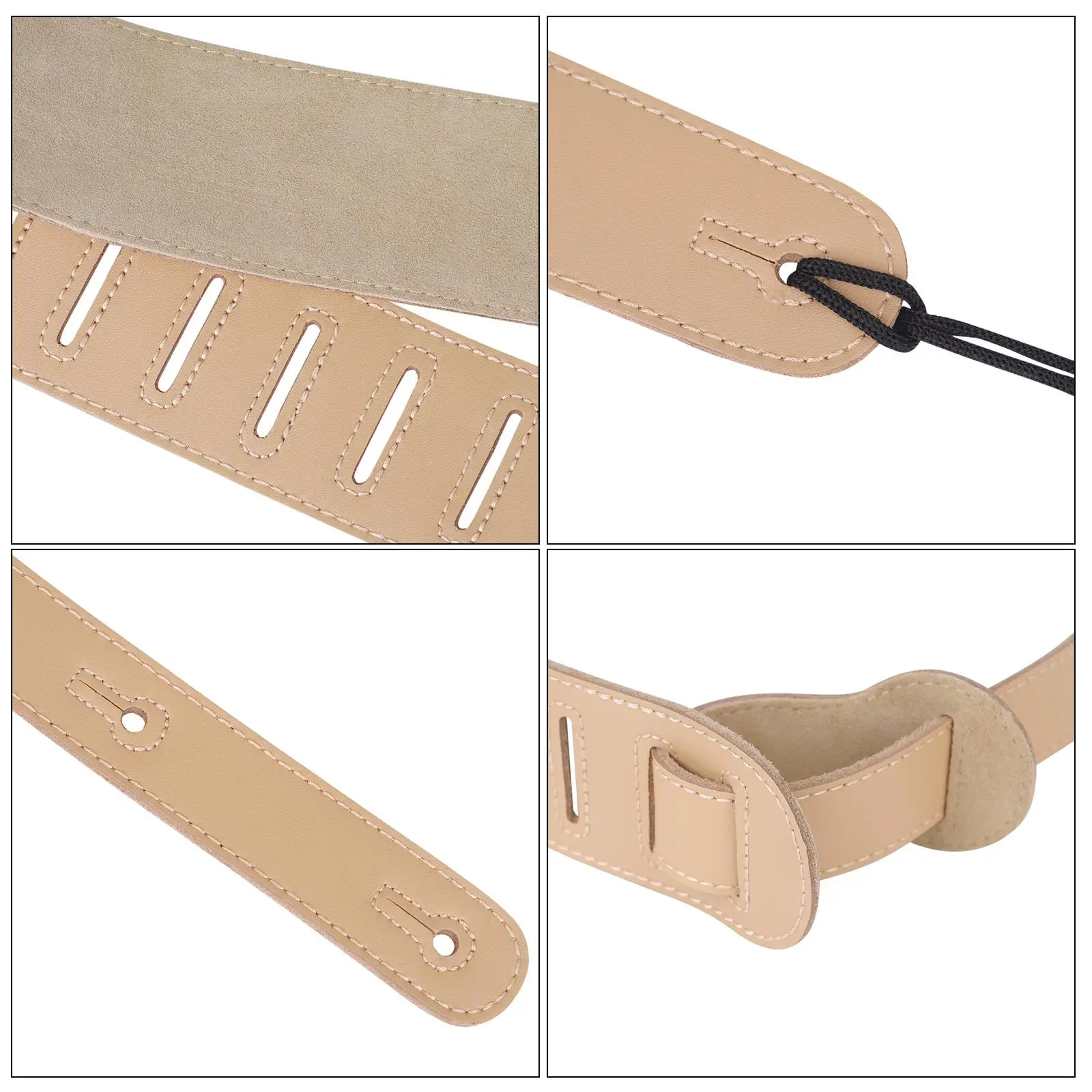 Cowhide Guitar Strap, Soft Backing 10-hole adjustable, 2.17” inches Wide,