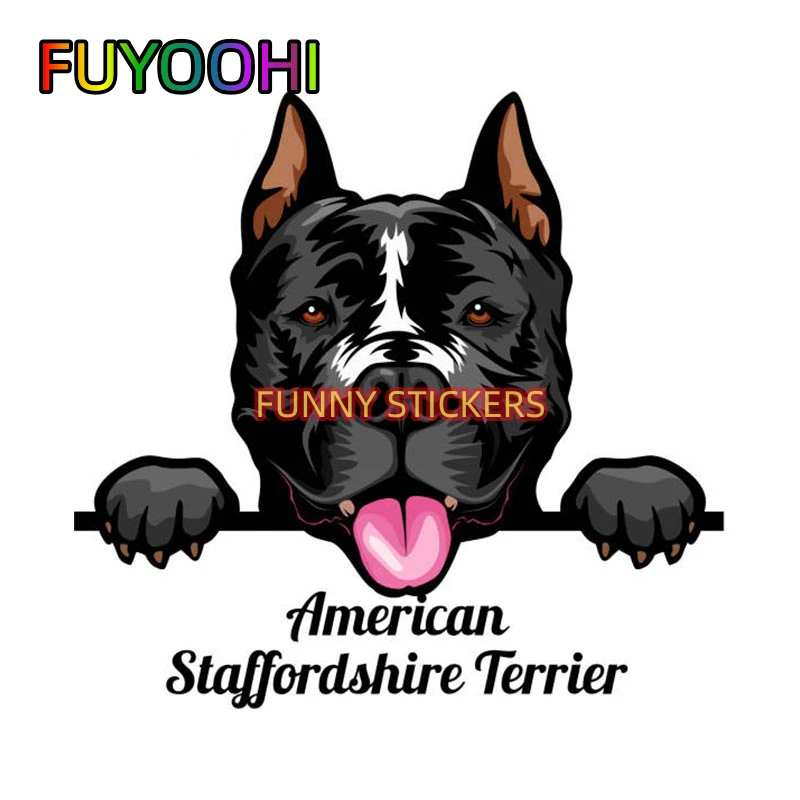 FUYOOHI American Staffordshire Terrier Dog Head Car Stickers Fashionable Simple Decals Scratch-proof Decor