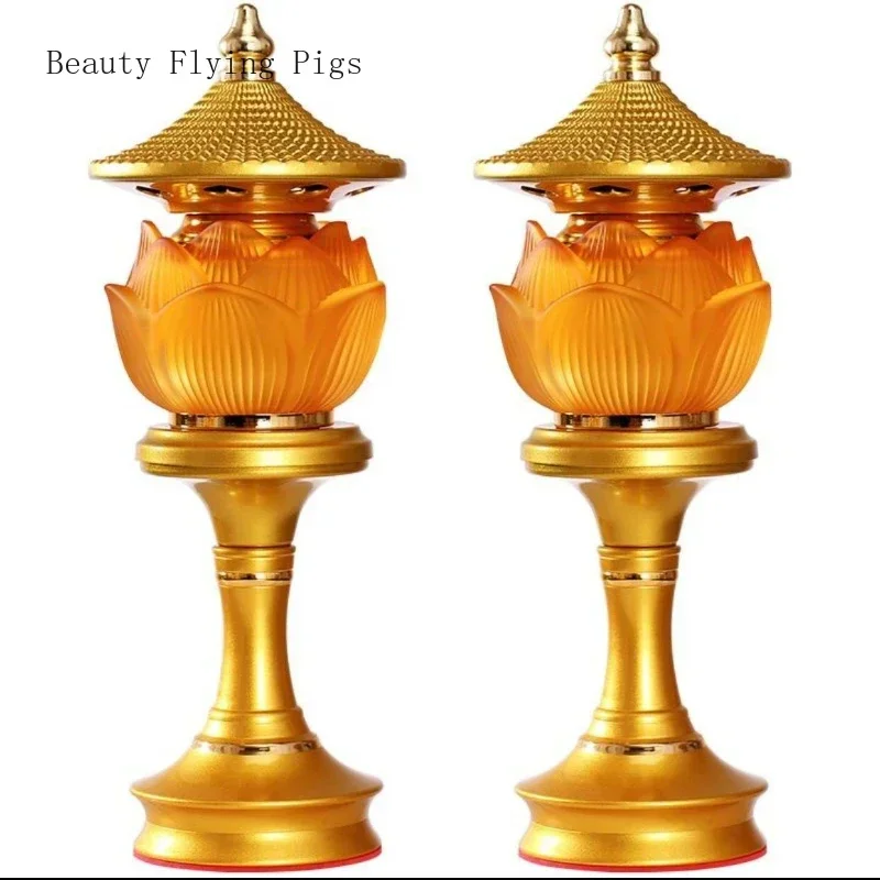 2PCS Creative Alloy Crystal Colorful Lotus Simulated Candlestick Divine Table Candlestick Divine Stove Candle Holders