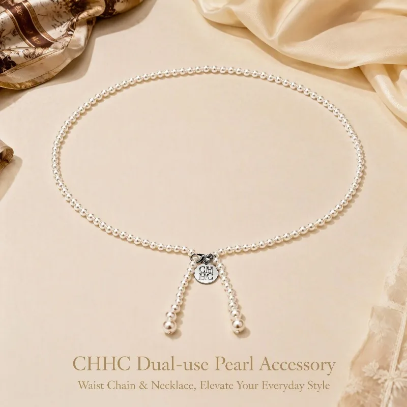 CHHC Faux Pearl Belt Women Elegant Adjustable Chain Belt Delicate Beaded Waist Chain for Dress Wedding Party Daily Wear