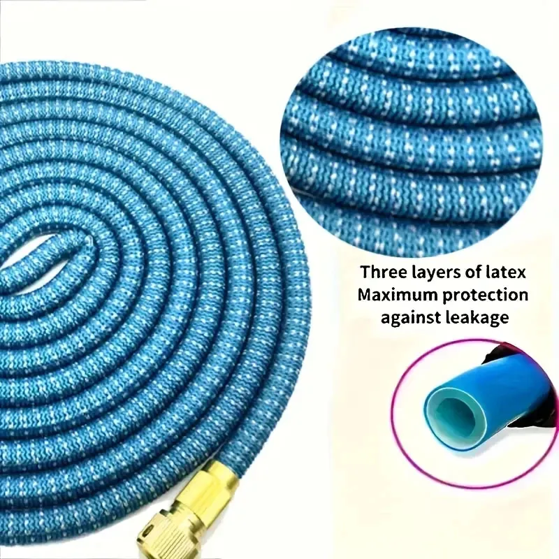 สายยางรดน้ำแบบขยายได้ แรงดันสูง สำหรับล้างรถ ปืนฉีดน้ำอเนกประสงค์ อุปกรณ์รดน้ำต้นไม้และทำความสะอาด 25 ฟุต-125 ฟุต