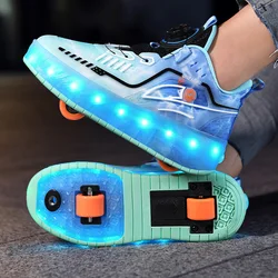 Children's 2 Wheel With LED Roller Skates Shoes Fashion 2-in-1 Sneakers With Wheels Child Sports Skating Dual-Purpose Shoes