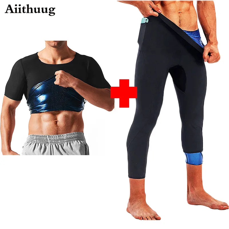 Aiithuug-traje de sudoración caliente para hombres, corsé de neopreno para pérdida de peso, 3 veces, moldeador de cuerpo, corsé adelgazante para