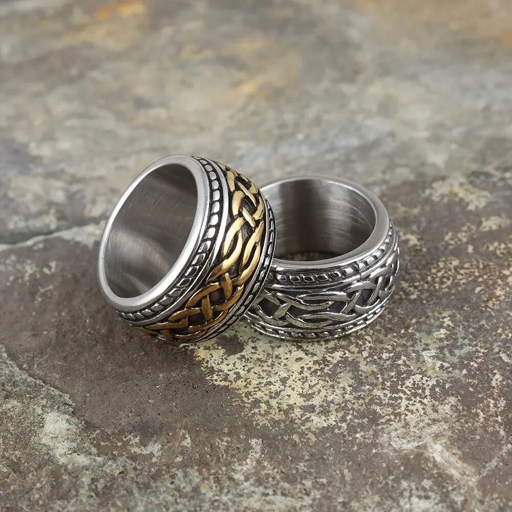 CHUANGCHENG Vintage Irish Celtic Love Infinity Knot Stainless Steel Rings Men's Size 8-15