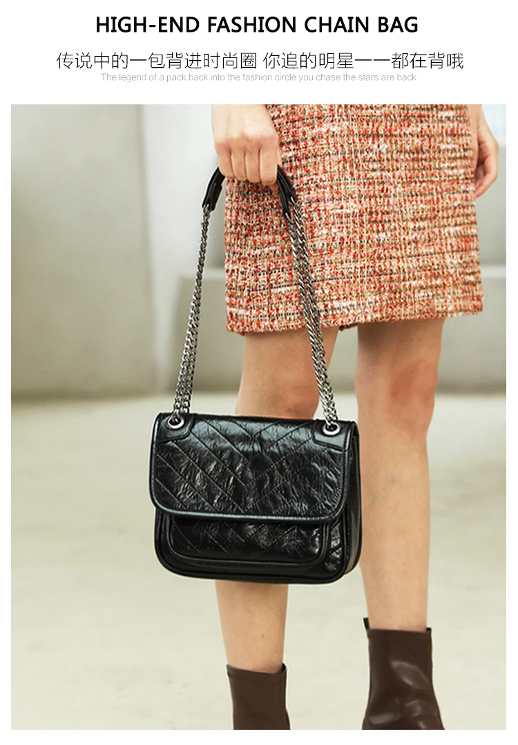 Luxuriöse Echtleder-Umhängetasche Hochwertige Luxusmarke Damen Einzel-Schultertasche Retro Plissierte Niki-Ketten-Hobo-Tasche – Detail 4