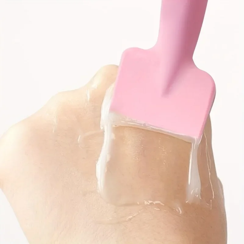 Spazzola per maschera facciale in silicone rosa da 3 pezzi con design a pala a spatola per un'applicazione uniforme della pelle sensibile al viso ​   Strumento per la cura della pelle