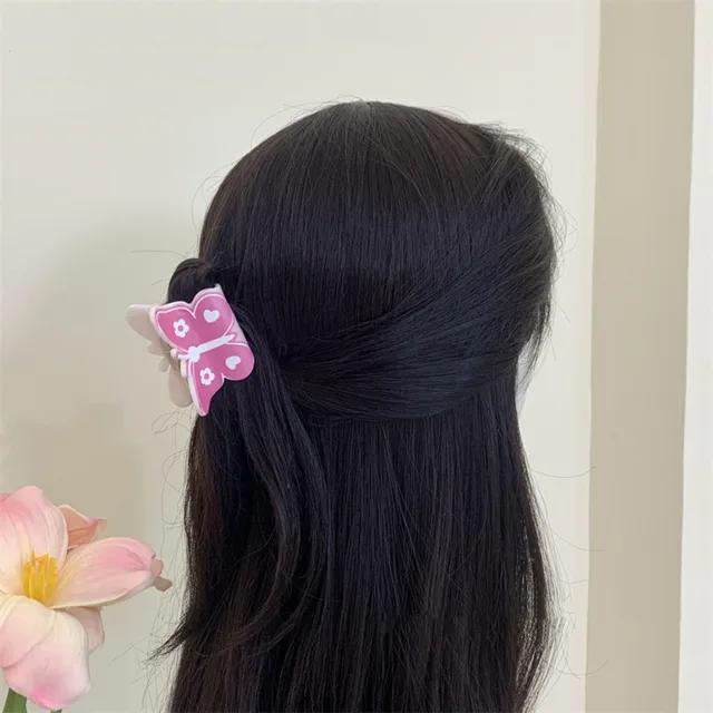 Cute Plastic Bowknot Hair Claw Y2k Ribbon Cat Claw Clip Headdress Hair Accessories Bow Shark Clip Daily