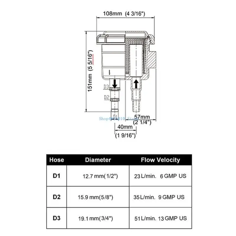 T3LF Filtr wody morskiej Środek do czyszczenia silnika wlotowego do łodzi i kajaków morskich z wodą morską