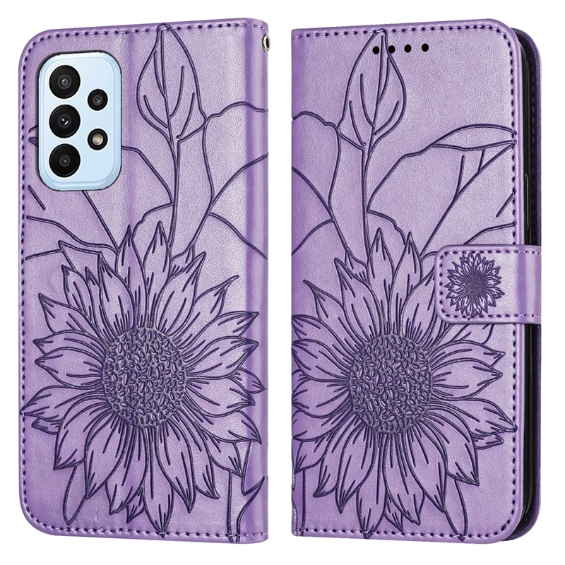 A52s 5G SM-A528B Case on For Samsung Galaxy A52S A 52 A72 A12 A32 A22 5G Case Sunflower Pattern Flip Wallet Book Cover Coque