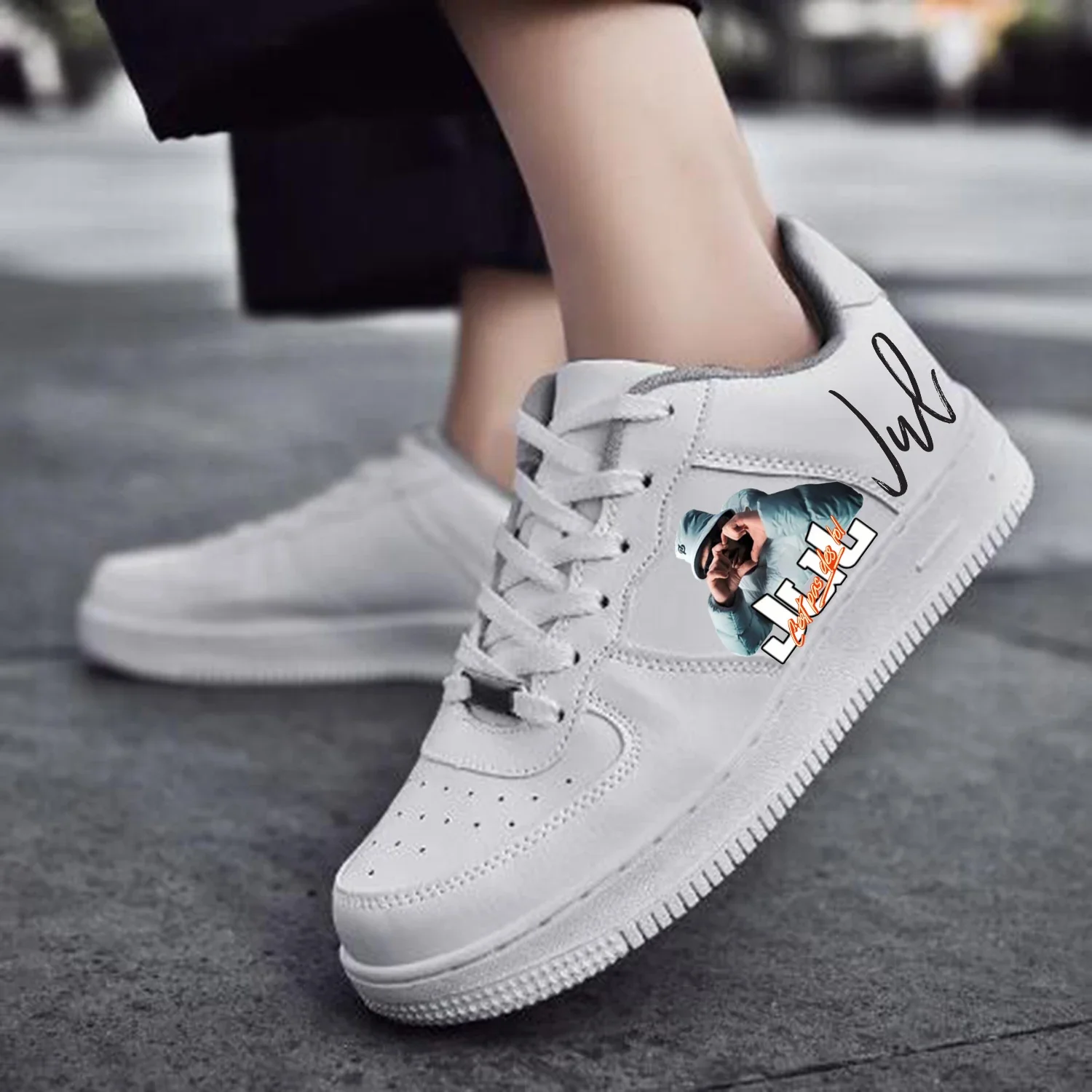 Sepatu basket pria wanita populer Rapper JuL Custom AF sepatu olahraga lari flat Fashion pria wanita remaja sepatu Sneakers Lace Up Mesh Custom