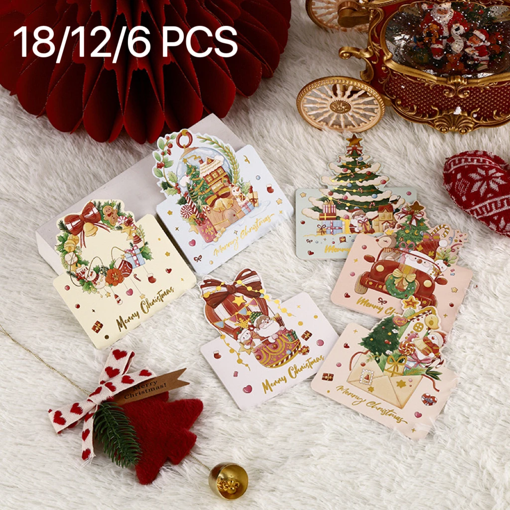 18/12/6PCS  Greeting Cards With Envelope Friend Family Blessing Postcard For Birthday New Year Christmas Gifts Xmas Decoration