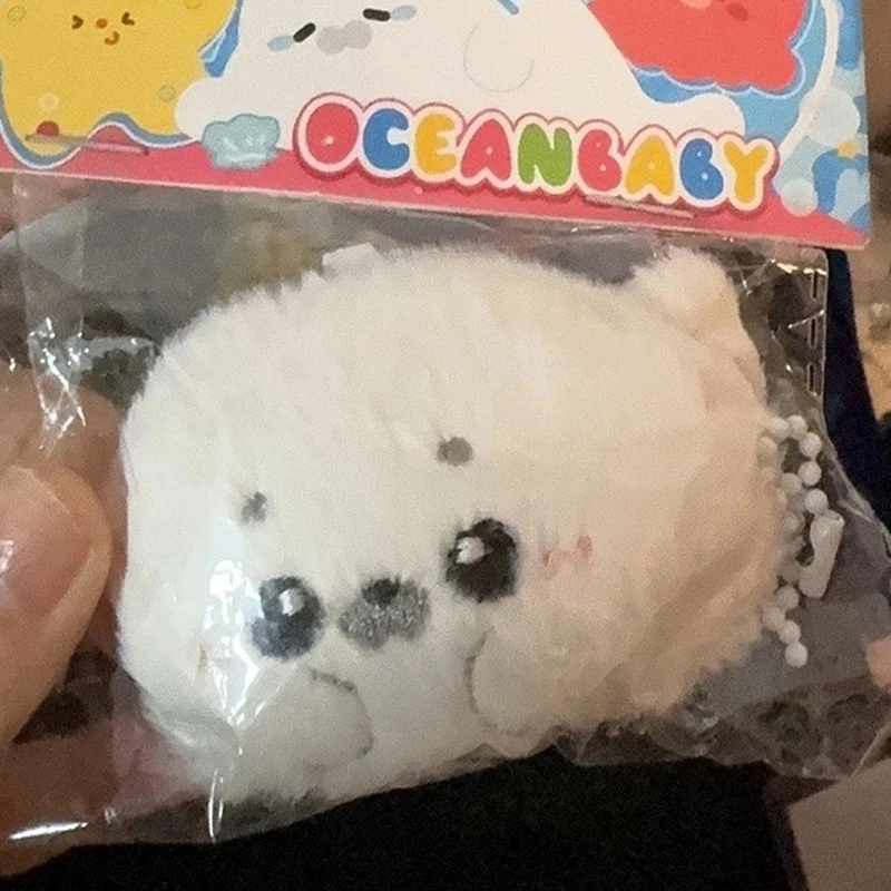 Soft Seal Plush Doll Keychain Pendant Ocean Animal Stuffed Doll Accessories Kawaii Fluffy Seal Keyring Bag Charm Decoration Gift