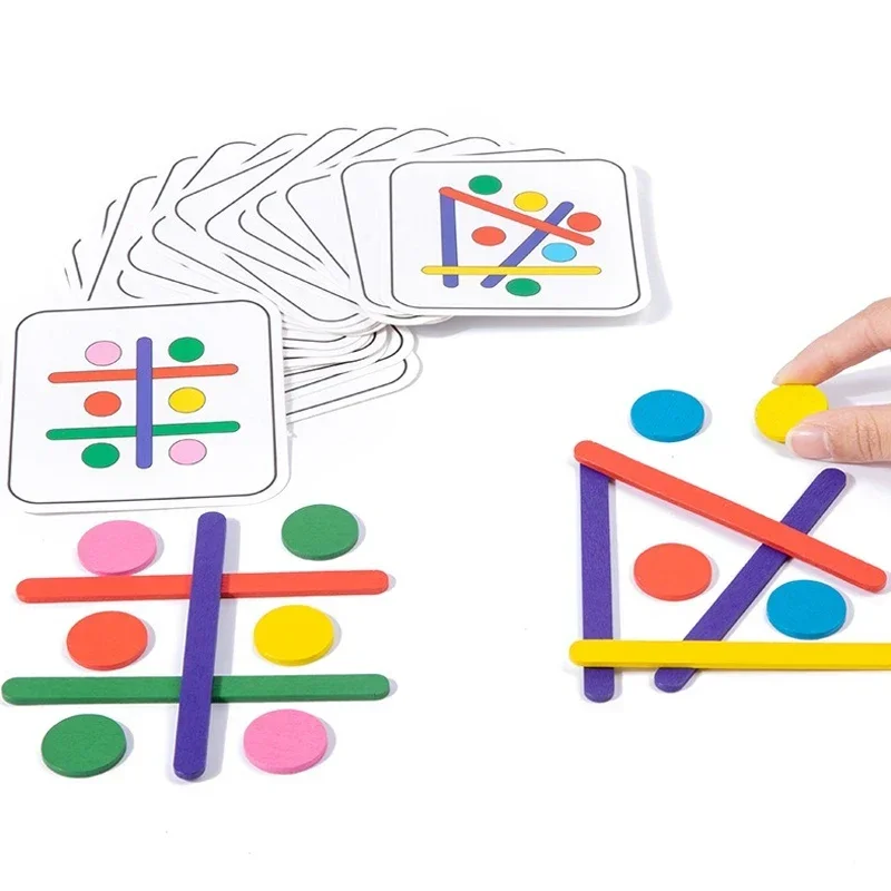 Rompecabezas 3D de madera Montessori para niños, juego de rompecabezas Tangram, palo geométrico, forma de anillo a juego, juguetes educativos tempranos para niños pequeños